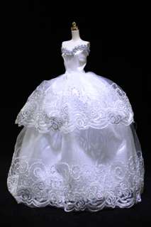 DW1097 White Handmade Wedding Dress Set for Barbie FR  