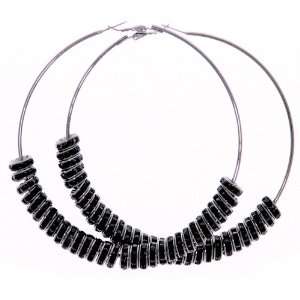  Black Stone Hoop Earrings: Jewelry