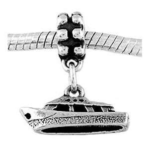  Sterling Silver Yacht Boat Dangle Bead Charm Jewelry