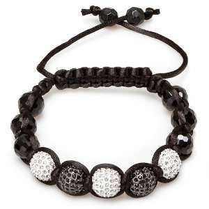 Bracelet Mens Ladies Unisex Hip Hop Style Pave Five Crystal Black 