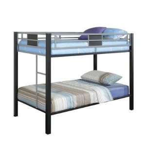 Linon Metal Bunk Bed Black With Silver:  Home & Kitchen