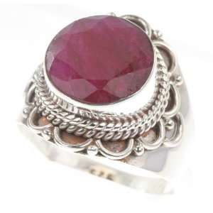    925 Sterling Silver Created RUBY Ring, Size 8.75, 7.62g: Jewelry
