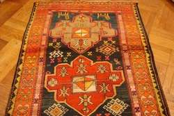 GENUANE ANTIQUE RARE 10 FEET STAR KAZAK RUNNER RUG  