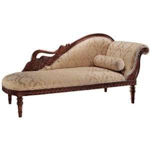   Solid Mahogany Antique Replica Swan Fainting Couch