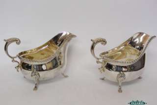 Pair Of Georgian Style Sterling Silver Sauce Boats By Israel Freeman 