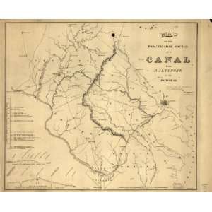  1838 Map practicable routes of a canal from Baltimore 