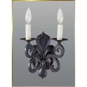  Wrought Iron Wall Sconce, JB 7322, 2 lights, Rust, 9 wide 