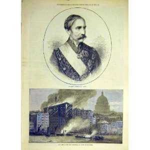  1872 Portrait Bartle Frere Fire City Flour Mills Thames 