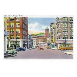  Bangor, Maine, Street Scene on State Street Premium Poster 