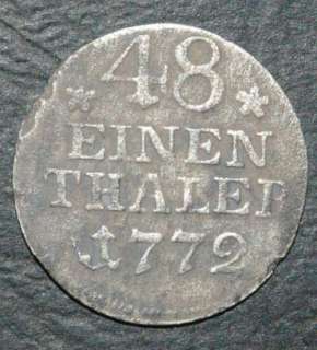 PRUSSIA   1/48 THALER   1772   silver coin  