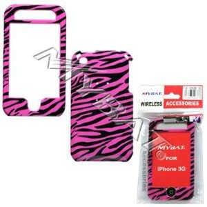  IPHONE 3G Zebra Skin /Hot Pink Phone Protector Case 