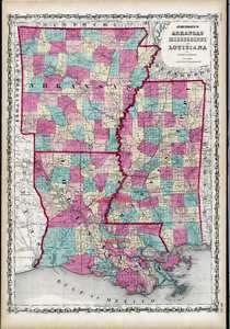 1860 Johnson map Arkansas Mississippi Louisiana 20  