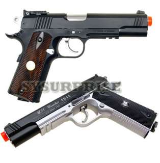 2x WG SIL+BLK METAL 1911 M9 CO2 Gas Airsoft Gun Pistol  