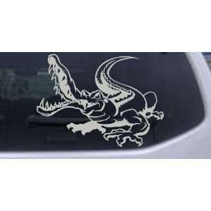 Snapping Gator Animals Car Window Wall Laptop Decal Sticker    Silver 