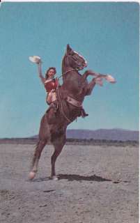 YIPPEE RIDE EM COWGIRL REARING HORSE POSTCARD  