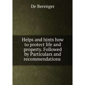   . Followed by Particulars and recommendations . De Berenger Books