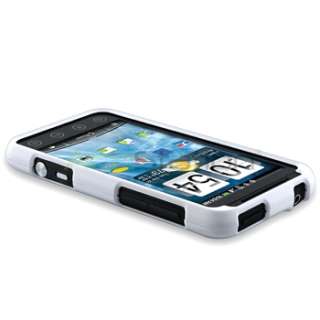   rubber coated case for htc evo 3d white quantity 1 this snap on rubber