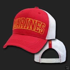 NEW RED MARINE CORPS USMC MILITARY LOGO TRUCKER CAP HAT  