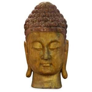  Hand Carved Wooden Buddha Head: Home & Kitchen