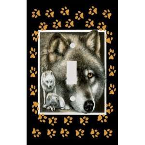  Wolves with Wolf Paw Border Decorative Switchplate Cover 