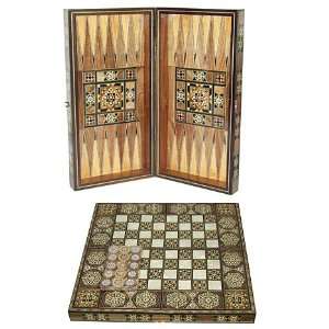   Mosaic Mother of pearl Inlaid Backgammon 19 board set: Toys & Games