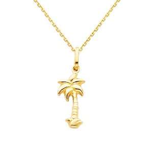  14K Yellow Gold Palm Tree Charm Pendant with Yellow Gold 0 