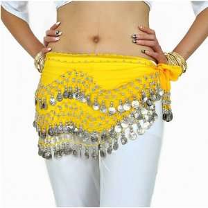  Coins Belly Dance Hip Scarf, Vogue Style  yellow 
