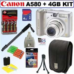  Canon PowerShot A580 8MP Digital Camera + 4GB Deluxe 