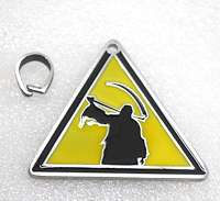 GRIM REAPER Death Caution traffic waring road sign Pewter Pendant 