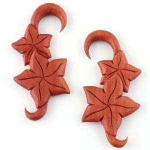  Floral Wood Ear Plug   0g Jewelry