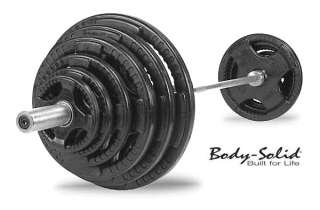 Body Solid 500 lb. Rubber Grip Olympic Weight Set, 7 Olympic Bar and 