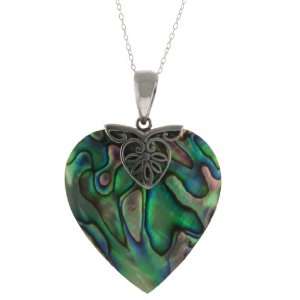    Sterling Silver Abalone Shell Heart Bali Design Necklace: Jewelry