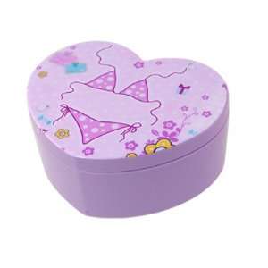   Purple Heart Shaped Plastic Shell Make Up Box Holder w Mirror: Beauty