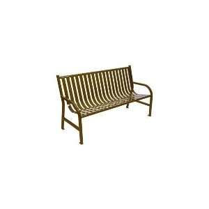   in Outdoor Slatted Flat Bar Bench w/ Anchor Kit, Brown: Home & Kitchen