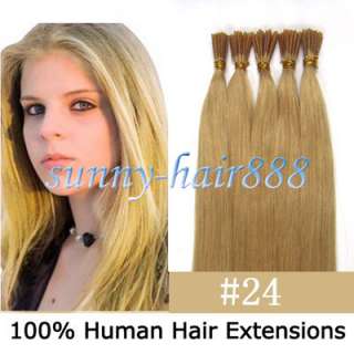 22 Stick I tip human hair Extensions100s #24, 50g New  