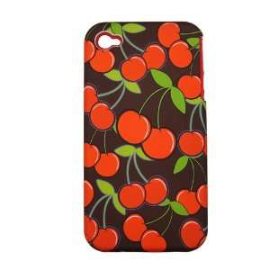 iPhone 4S Hybrid Case 2in1 Rubber Red Cherry Silicon 4S/4 Verizon/AT&T 