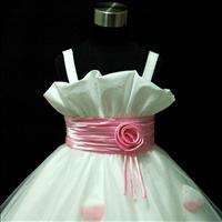 Pink Wedding Ceremony Party Flower Girls Tulle Dress 2Y