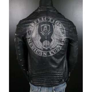 Mens Affliction Leather Jacket Black Premium REBORN Limited Edition 