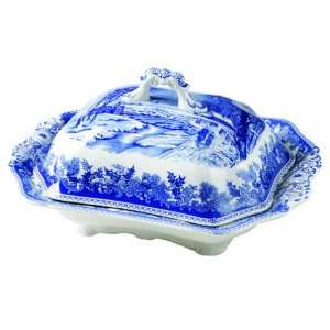  Spode Winters Eve Blue 11 1/2 Inch Covered Vegetable Dish 