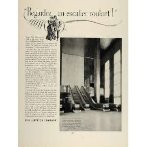  1936 Ad Otis Elevator Co. Escalator Rockefeller Center 