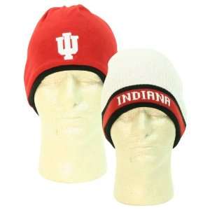   Hoosiers Reversible Winter Knit Hat   Red / White: Sports & Outdoors