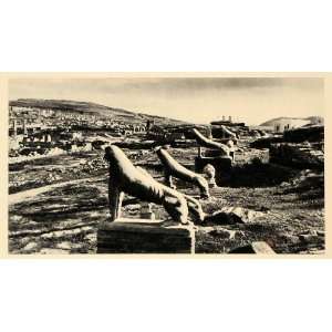  1943 Delos Terrace Stone Lions Archeological Sculpture Guard Greece 