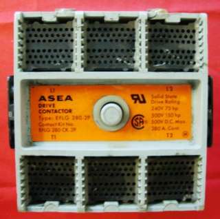 TAG# 7407 ASEA DRIVE CONTACTOR TYPE EFLG 280 2P   USED**** THERE WILL 