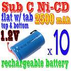 10 x Sub C 1.2V 2500mAh Ni Cd Rechargeable Battery Blue  