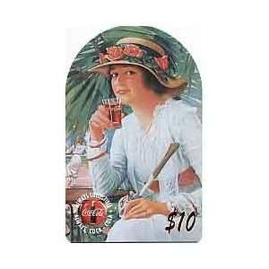   Coca Cola 95 $10. Top Rounded Die Cut Tennis. Woman & Glass of Coke