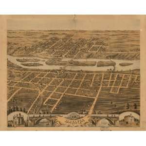  1869 Birds eye map of Batavia, Kane Co., Illinois