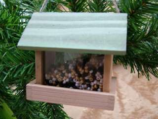 New Wood Bird Feeder Seed House Bird Watcher Ornament  