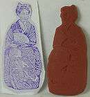 UNMOUNTED RUBBER STAMP JAPANESE LADY in KIMONO with FAN 2.75 x 1.5