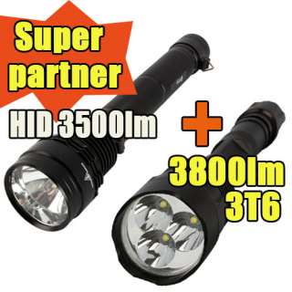 3800 Lumens 3 x CREE XM L T6 Flashlight + 35W / 28W HID Xenon 3500Lm 