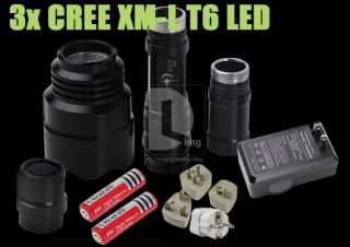 3800 Lumens 3x CREE XM L T6 LED Flashlight Torch+18650 Batteries 